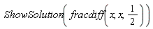 ShowSolution(fracdiff(x, x, 1/2))