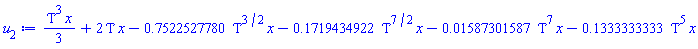 (1/3)*Tau^3*x+2*Tau*x-.7522527780*Tau^(3/2)*x-.1719434922*Tau^(7/2)*x-0.1587301587e-1*Tau^7*x-.1333333333*Tau^5*x