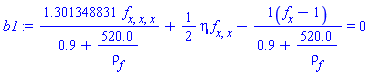1.301348831*(diff(diff(diff(f(x), x), x), x))/(.9+520.0/rho[f(x)])+(1/2)*eta*(diff(diff(f(x), x), x))-(1)(diff(f(x), x)-1)/(.9+520.0/rho[f(x)]) = 0