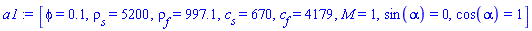 [phi = .1, rho[s] = 5200, rho[f] = 997.1, c[s] = 670, c[f] = 4179, M = 1, sin(alpha) = 0, cos(alpha) = 1]