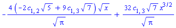-4*(-2*c[1, 2]*5^(1/2)+9*c[1, 3]*7^(1/2))*x^(1/2)/Pi^(1/2)+32*c[1, 3]*7^(1/2)*x^(3/2)/Pi^(1/2)