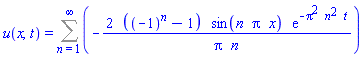 u(x, t) = Sum(-2*((-1)^n-1)*sin(n*Pi*x)*exp(-Pi^2*n^2*t)/(Pi*n), n = 1 .. infinity)