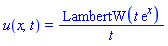 u(x, t) = LambertW(t*exp(x))/t