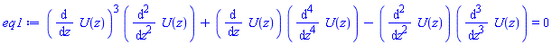 (diff(U(z), z))^3*(diff(diff(U(z), z), z))+(diff(U(z), z))*(diff(diff(diff(diff(U(z), z), z), z), z))-(diff(diff(U(z), z), z))*(diff(diff(diff(U(z), z), z), z)) = 0