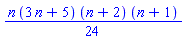 (1/24)*n*(3*n+5)*(n+2)*(n+1)