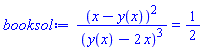 (x-y(x))^2/(y(x)-2*x)^3 = 1/2