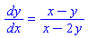 dy/dx = (x-y)/(x-2*y)