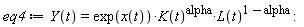 eq4 := Y(t) = exp(x(t))*K(t)^alpha*L(t)^(1-alpha)