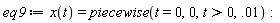 eq9 := x(t) = piecewise(t = 0, 0, t > 0, 0.1e-1)