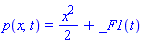 p(x, t) = (1/2)*x^2+_F1(t)