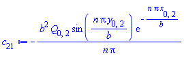 -b^2*Q[0, 2]*sin(n*Pi*y[0, 2]/b)*exp(-n*Pi*x[0, 2]/b)/(n*Pi)