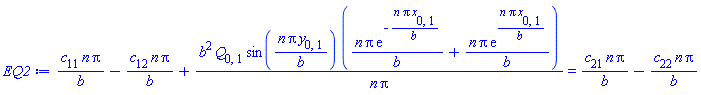 c[11]*n*Pi/b-c[12]*n*Pi/b+b^2*Q[0, 1]*sin(n*Pi*y[0, 1]/b)*(n*Pi*exp(-n*Pi*x[0, 1]/b)/b+n*Pi*exp(n*Pi*x[0, 1]/b)/b)/(n*Pi) = c[21]*n*Pi/b-c[22]*n*Pi/b