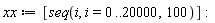 xx := [seq(i, i = 0 .. 20000, 100)]