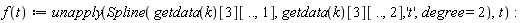 "f(t):= unapply(Spline( getdata(k)[3][..,1],getdata(k)[3][..,2],'t',degree=2),t): "