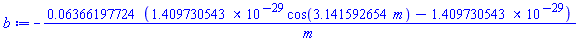 -0.6366197724e-1*(0.1409730543e-28*cos(3.141592654*m)-0.1409730543e-28)/m
