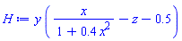y*(x/(1+.4*x^2)-z-.5)