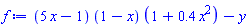 (5*x-1)*(1-x)*(1+.4*x^2)-y