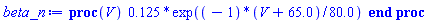 proc (V) .125*exp((-1)*(V+65.0)/80.0) end proc