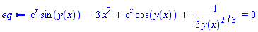 exp(x)*sin(y(x))-3*x^2+exp(x)*cos(y(x))+(1/3)/y(x)^(2/3) = 0