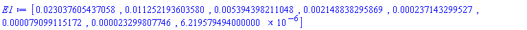 [HFloat(0.02303760543705824), 0.11252193603580e-1, 0.5394398211048e-2, 0.2148838295869e-2, 0.237143299527e-3, 0.79099115172e-4, 0.23299807746e-4, 0.6219579494e-5]