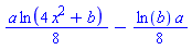 (1/8)*a*ln(4*x^2+b)-(1/8)*ln(b)*a