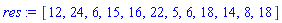 [12, 24, 6, 15, 16, 22, 5, 6, 18, 14, 8, 18]