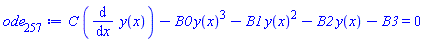 C*(diff(y(x), x))-B0*y(x)^3-B1*y(x)^2-B2*y(x)-B3 = 0