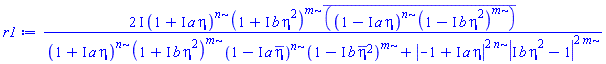 (2*I)*(1+I*a*eta)^n*(1+I*b*eta^2)^m*conjugate((1-I*a*eta)^n*(1-I*b*eta^2)^m)/((1+I*a*eta)^n*(1+I*b*eta^2)^m*(1-I*a*conjugate(eta))^n*(1-I*b*conjugate(eta)^2)^m+abs(-1+I*a*eta)^(2*n)*abs(I*b*eta^2-1)^(2*m))