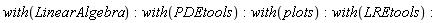 with(LinearAlgebra); with(PDEtools); with(plots); with(LREtools)