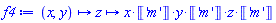 proc (x, y) options operator, arrow; proc (z) options operator, arrow; Units:-Simple:-`*`(Units:-Simple:-`*`(Units:-Simple:-`*`(Units:-Simple:-`*`(Units:-Simple:-`*`(x, Unit('m')), y), Unit('m')), z), Unit('m')) end proc end proc
