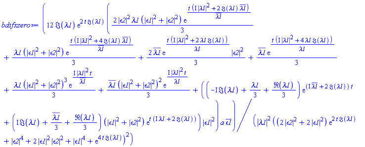 12*Im(lambda1)*exp(2*t*Im(lambda1))*((2/3)*abs(epsilon2)^2*lambda1*(abs(epsilon1)^2+abs(epsilon2)^2)*exp(t*(I*abs(lambda1)^2+2*Im(lambda1)*conjugate(lambda1))/conjugate(lambda1))+(1/3)*lambda1*(abs(epsilon1)^2+abs(epsilon2)^2)*exp(t*(I*abs(lambda1)^2+4*Im(lambda1)*conjugate(lambda1))/conjugate(lambda1))+(2/3)*conjugate(lambda1)*exp(t*(I*abs(lambda1)^2+2*lambda1*Im(lambda1))/lambda1)*abs(epsilon2)^2+(1/3)*conjugate(lambda1)*exp(t*(I*abs(lambda1)^2+4*lambda1*Im(lambda1))/lambda1)+(1/3)*lambda1*(abs(epsilon1)^2+abs(epsilon2)^2)^3*exp(I*abs(lambda1)^2*t/conjugate(lambda1))+(1/3)*conjugate(lambda1)*(abs(epsilon1)^2+abs(epsilon2)^2)^2*exp(I*abs(lambda1)^2*t/lambda1)+((-I*Im(lambda1)+(1/3)*lambda1+(1/3)*Re(lambda1))*exp((I*conjugate(lambda1)+2*Im(lambda1))*t)+(I*Im(lambda1)+(1/3)*conjugate(lambda1)+(1/3)*Re(lambda1))*(abs(epsilon1)^2+abs(epsilon2)^2)*exp(t*(I*lambda1+2*Im(lambda1))))*abs(epsilon1)^2)*a*conjugate(epsilon1)/(abs(lambda1)^2*((2*abs(epsilon2)^2+2*abs(epsilon1)^2)*exp(2*t*Im(lambda1))+abs(epsilon2)^4+2*abs(epsilon1)^2*abs(epsilon2)^2+abs(epsilon1)^4+exp(4*t*Im(lambda1)))^2)
