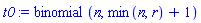 binomial(n, min(n, r)+1)