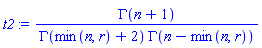 GAMMA(n+1)/(GAMMA(min(n, r)+2)*GAMMA(n-min(n, r)))