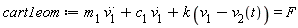 cart1eom := `m__1 `*(diff(v__1(t), t, t))+c__1*(diff(v__1(t), t))+k*(v__1(t)-v__2(t)) = F