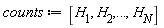 counts := [H__1, H__2, () .. (), H__N]