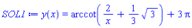 y(x) = arccot(2/x+(1/3)*3^(1/2))+3*Pi