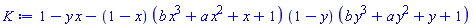 1-y*x-(1-x)*(b*x^3+a*x^2+x+1)*(1-y)*(b*y^3+a*y^2+y+1)