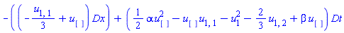 _DG([["biform", E, [1, 0]], [[[1], (1/3)*u[1, 1]-u[]], [[2], (1/2)*alpha*u[]^2-u[]*u[1, 1]-u[1]^2-(2/3)*u[1, 2]+beta*u[]]]])