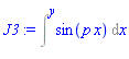 Intat(sin(p*x), x = y)
