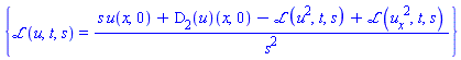 {laplace(u(x, t), t, s) = (s*u(x, 0)+(D[2](u))(x, 0)-laplace(u(x, t)^2, t, s)+laplace((diff(u(x, t), x))^2, t, s))/s^2}