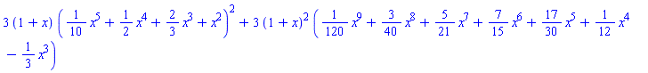 3*(1+x)*((1/10)*x^5+(1/2)*x^4+(2/3)*x^3+x^2)^2+3*(1+x)^2*((1/120)*x^9+(3/40)*x^8+(5/21)*x^7+(7/15)*x^6+(17/30)*x^5+(1/12)*x^4-(1/3)*x^3)