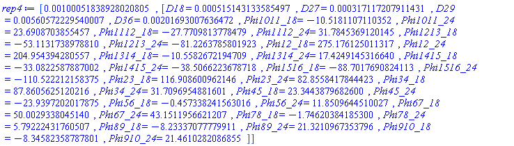 [0.100051838928020805e-2, [D18 = HFloat(5.151431335854967e-4), D27 = HFloat(3.1711720791143086e-4), D29 = HFloat(0.005605722295400071), D36 = HFloat(0.0020169300763647198), Phi1011_18 = HFloat(-10.518110711035249), Phi1011_24 = HFloat(23.69087038554566), Phi1112_18 = HFloat(-27.770981377847882), Phi1112_24 = HFloat(31.78453691201447), Phi1213_18 = HFloat(-53.11317389788098), Phi1213_24 = HFloat(-81.22637858019229), Phi12_18 = HFloat(275.1761250113166), Phi12_24 = HFloat(204.95439428055727), Phi1314_18 = HFloat(-10.558267219470897), Phi1314_24 = HFloat(17.424914531663973), Phi1415_18 = HFloat(-33.08225878870024), Phi1415_24 = HFloat(-38.506622367871806), Phi1516_18 = HFloat(-88.70176908241132), Phi1516_24 = HFloat(-110.52221215837501), Phi23_18 = HFloat(116.90860096214605), Phi23_24 = HFloat(82.85584178444226), Phi34_18 = HFloat(87.86056251202156), Phi34_24 = HFloat(31.709695488160147), Phi45_18 = HFloat(23.344387968260033), Phi45_24 = HFloat(-23.939720201787527), Phi56_18 = HFloat(-0.4573382415630158), Phi56_24 = HFloat(11.85096445100273), Phi67_18 = HFloat(50.00293380451404), Phi67_24 = HFloat(43.15119566212074), Phi78_18 = HFloat(-1.746203841852997), Phi78_24 = HFloat(5.792224317605069), Phi89_18 = HFloat(-8.233370777799111), Phi89_24 = HFloat(21.321096735379633), Phi910_18 = HFloat(-8.345823587878009), Phi910_24 = HFloat(21.4610282086855)]]