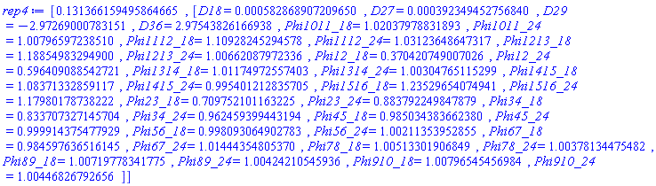 [.131366159495864665, [D18 = HFloat(5.8286890720965e-4), D27 = HFloat(3.9234945275683984e-4), D29 = HFloat(-2.9726900078315097), D36 = HFloat(2.9754382616693835), Phi1011_18 = HFloat(1.0203797883189318), Phi1011_24 = HFloat(1.0079659723850967), Phi1112_18 = HFloat(1.1092824529457799), Phi1112_24 = HFloat(1.0312364864731682), Phi1213_18 = HFloat(1.1885498329489976), Phi1213_24 = HFloat(1.0066208797233582), Phi12_18 = HFloat(0.37042074900702604), Phi12_24 = HFloat(0.5964090885427208), Phi1314_18 = HFloat(1.0117497255740284), Phi1314_24 = HFloat(1.0030476511529876), Phi1415_18 = HFloat(1.0837133285911669), Phi1415_24 = HFloat(0.9954012128357053), Phi1516_18 = HFloat(1.2352965407494056), Phi1516_24 = HFloat(1.1798017873822157), Phi23_18 = HFloat(0.7097521011632247), Phi23_24 = HFloat(0.8837922498478785), Phi34_18 = HFloat(0.8337073271457043), Phi34_24 = HFloat(0.9624593994431938), Phi45_18 = HFloat(0.98503438366238), Phi45_24 = HFloat(0.999914375477929), Phi56_18 = HFloat(0.9980930649027827), Phi56_24 = HFloat(1.0021135395285548), Phi67_18 = HFloat(0.9845976365161451), Phi67_24 = HFloat(1.014443548053698), Phi78_18 = HFloat(1.0051330190684922), Phi78_24 = HFloat(1.0037813447548194), Phi89_18 = HFloat(1.00719778341775), Phi89_24 = HFloat(1.0042421054593569), Phi910_18 = HFloat(1.007965454569841), Phi910_24 = HFloat(1.00446826792656)]]