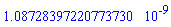 0.108728397220773730e-8