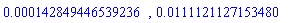 HFloat(1.428494465392359e-4), HFloat(0.011112112715347953)