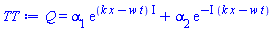 Q = alpha[1]*exp((k*x-t*w)*I)+alpha[2]*exp(-I*(k*x-t*w))