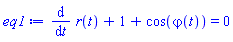 diff(r(t), t)+1+cos(varphi(t)) = 0