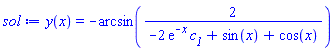 y(x) = -arcsin(2/(-2*exp(-x)*c__1+sin(x)+cos(x)))