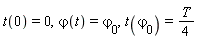 t(0) = 0, `&varphi;`(t) = `&varphi;`[0], t(`&varphi;`[0]) = (1/4)*T