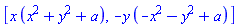 [x*(x^2+y^2+a), -y*(-x^2-y^2+a)]